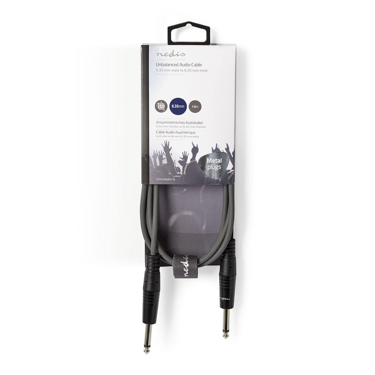 Nedis Mono Audio Cable | 6.35 mm Male | 6.35 mm Male | Nickel Plated | 1.50 m | Round | PVC