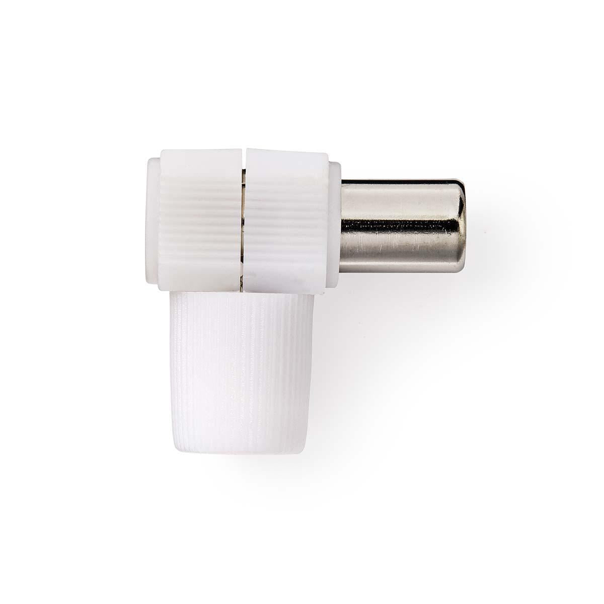 Nedis IEC (Coax) Connector | Angled | Male | Nickel Plated | 75 Ohm | Screw | Cable input diameter: 7.0 mm | Metal / PVC | White | 2 pcs