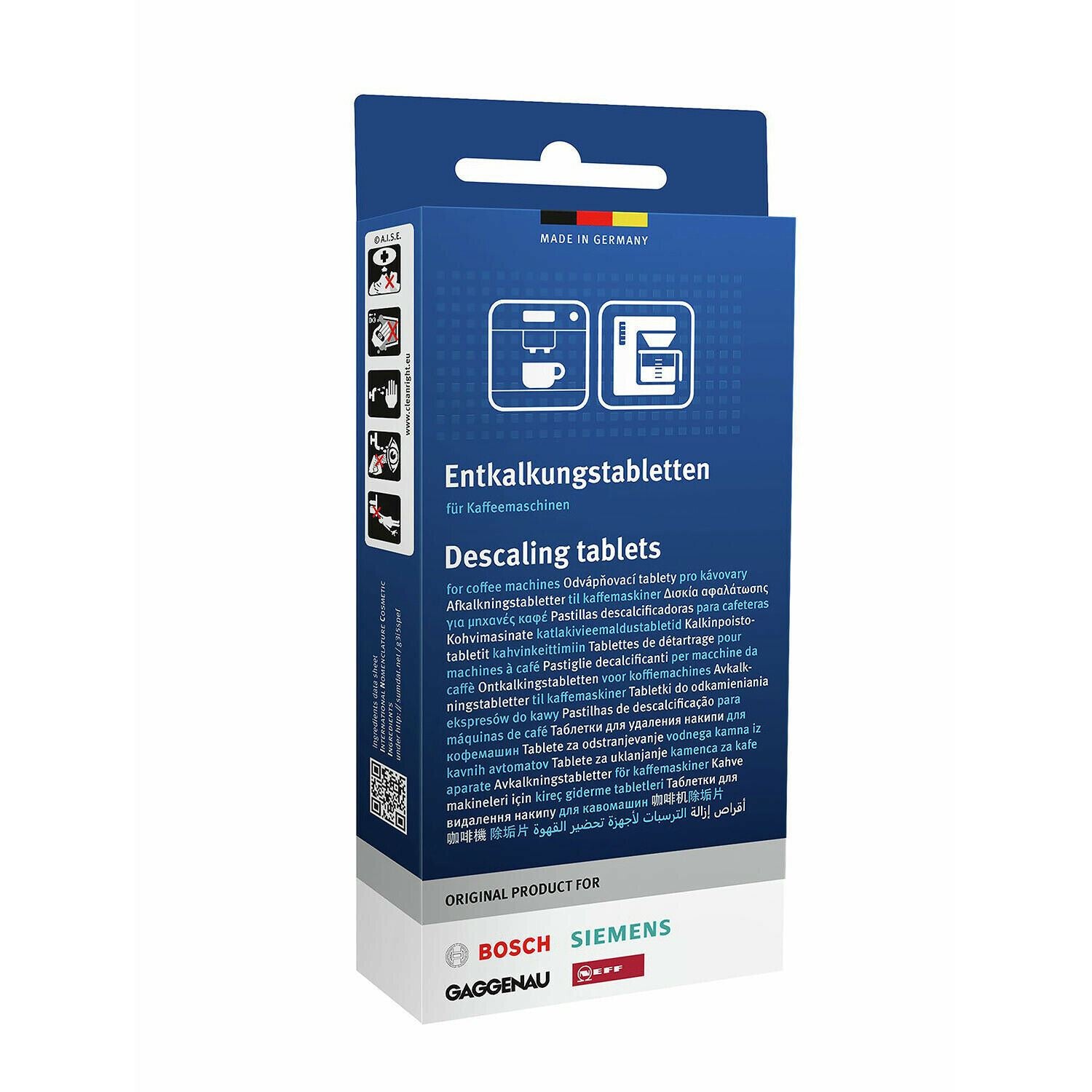 Bosch  Descaling Tablets, Removes Limescale and Protects Against Corrosion, Original Accessories, Suitable for Automated Coffee Machines, Built-in Machines, White, (Pack of 3)