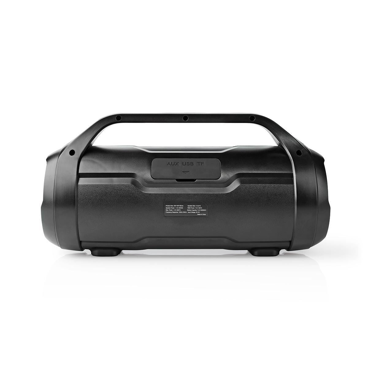 Nedis Bluetooth® Party Boombox | 6 hrs | 2.0 | 80 W | Media playback: AUX / Micro SD / USB | IPX5 | Linkable | Carrying handle | Party lights | Black