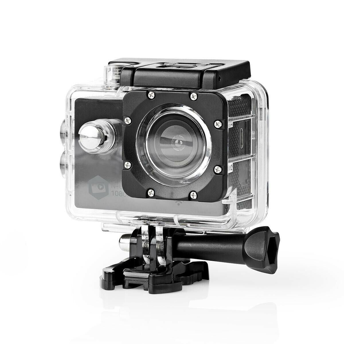 Nedis Action Cam | 1 Screen | 1080p@30fps | 12 MPixel | Waterproof up to: 30.0 m | 90 min | Wi-Fi | App available for: Android™ / IOS | Mounts included | Black