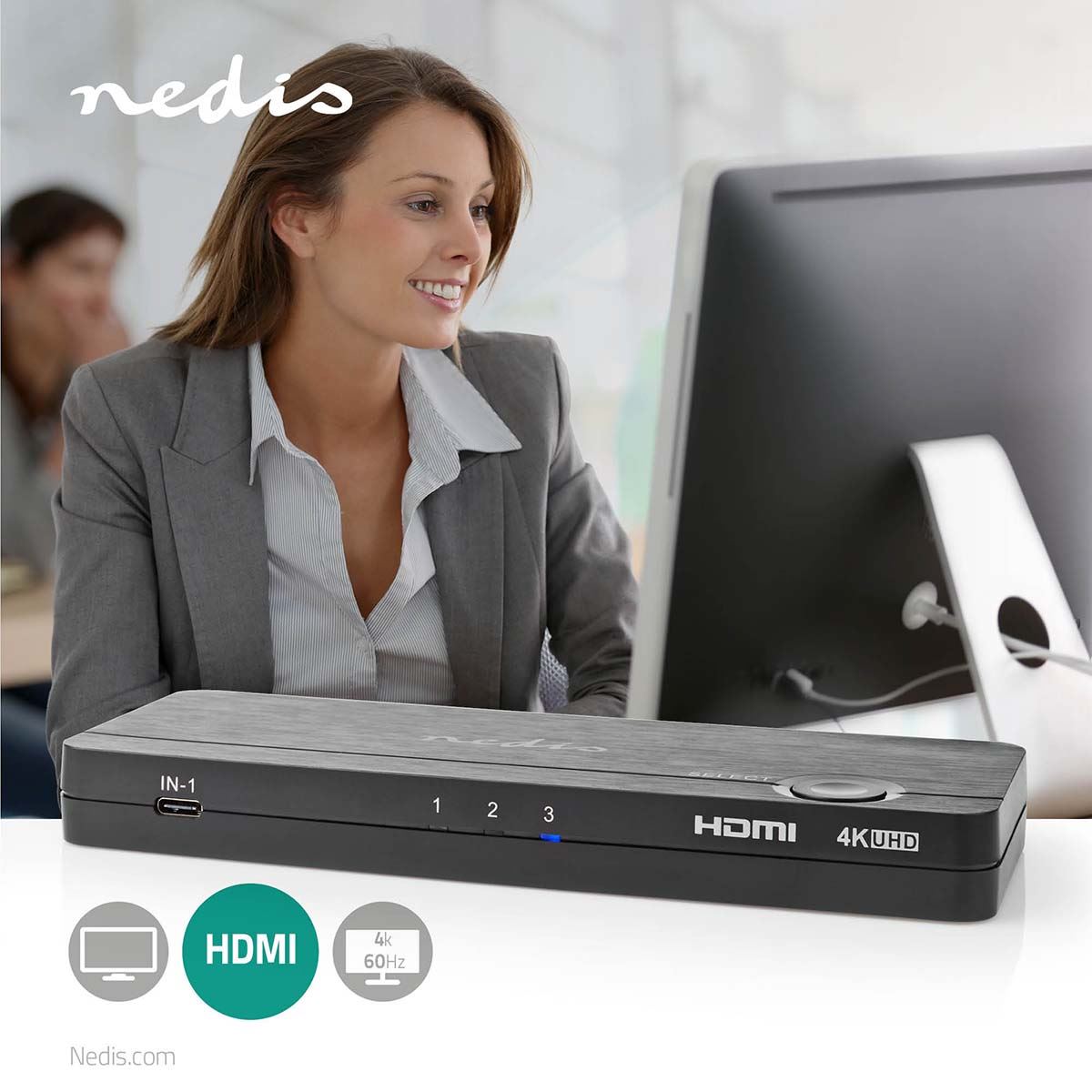Nedis HDMI™ Converter | USB-C™ Female / 2x HDMI™ Input / 4x USB A Female | 1x HDMI™ Output | 1-way | 4K@60Hz | 18 Gbps | ABS | Anthracite