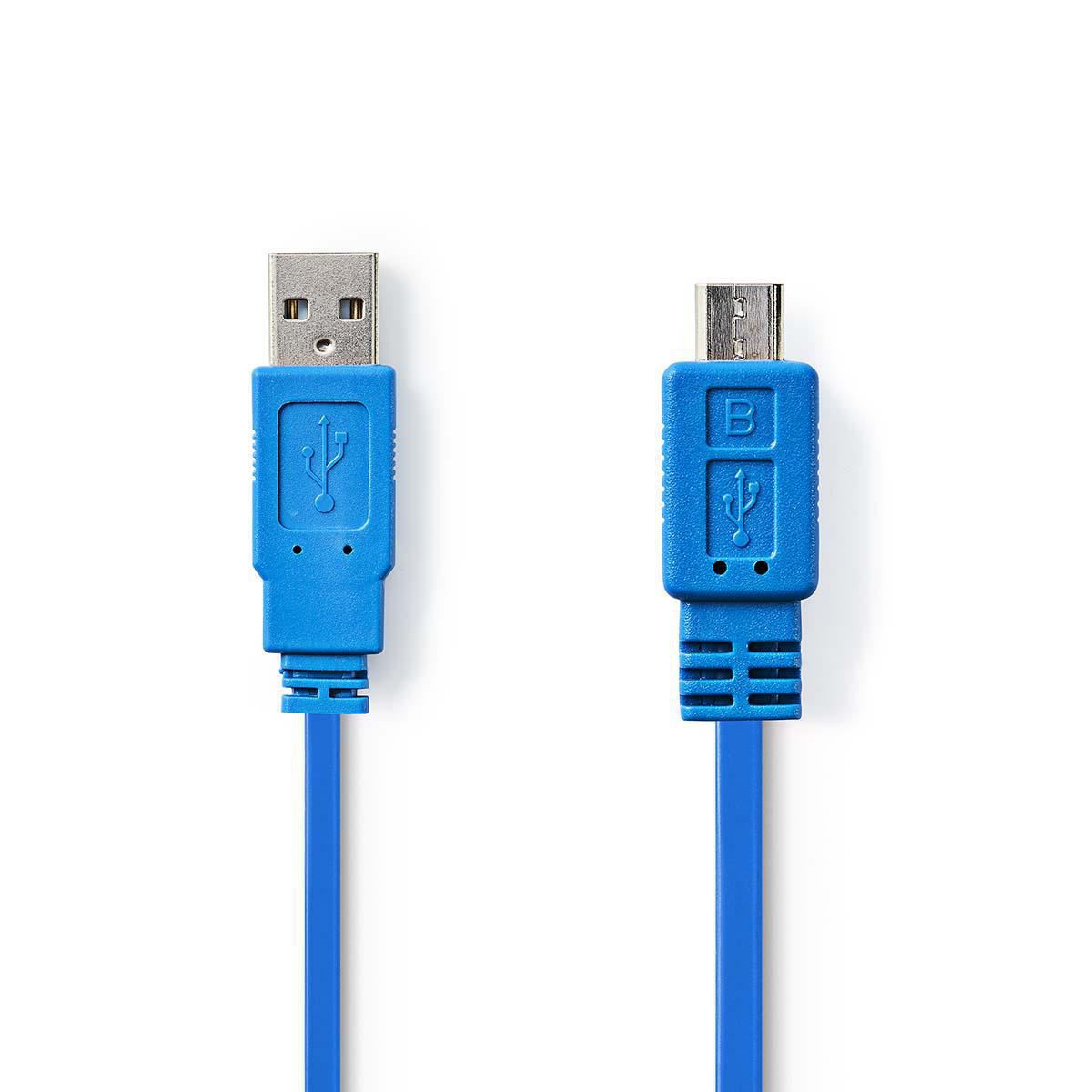 Nedis USB Cable | USB 2.0 | USB-A Male | USB Micro-B Male | 480 Mbps | Nickel Plated | 1.00 m | Flat | PVC | Blue