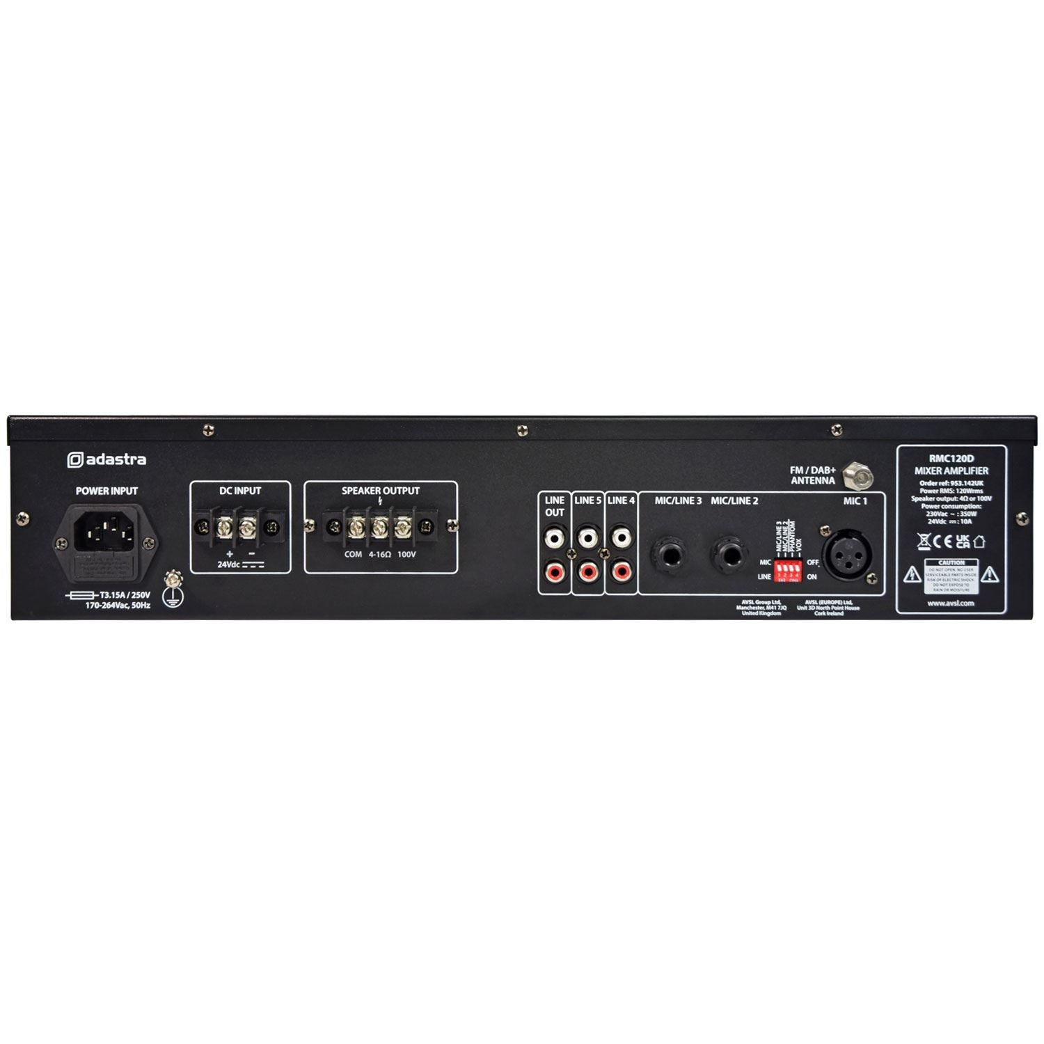 Adastra RMC120 Mixer-Amp 120W with CD/BT/USB/SD/DAB/FM