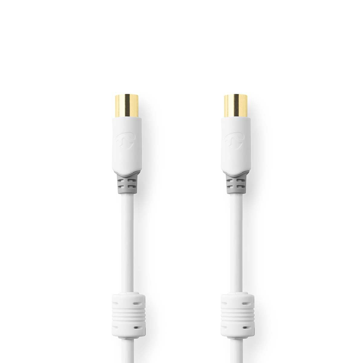 Nedis Coax Cable | IEC (Coax) Male | IEC (Coax) Female | Gold Plated | 100 dB | 75 Ohm | Double Shielded | 1.00 m | Round | PVC | White | Box