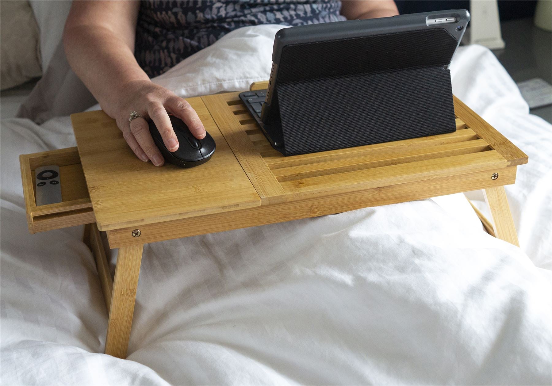 St Helens Portable Foldable Laptop Notebook Table Stand Lightweight Versatile With Small Drawer Storage For Work From Home or Read...