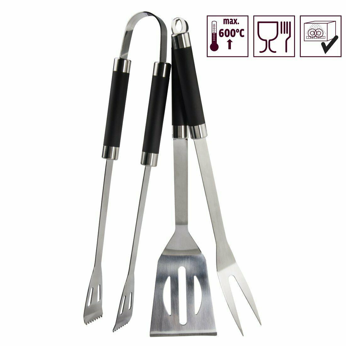 Xavax BBQ Tool Set, made of stainless steel, 3 pieces