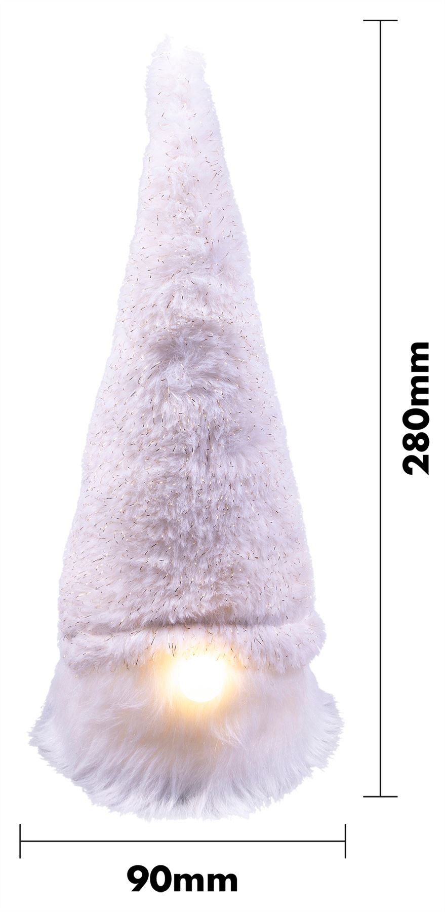 Christmas Light Up Gonk Nordic Style Xmas Decoration with LED Nose - Sammi 280x120x120mm