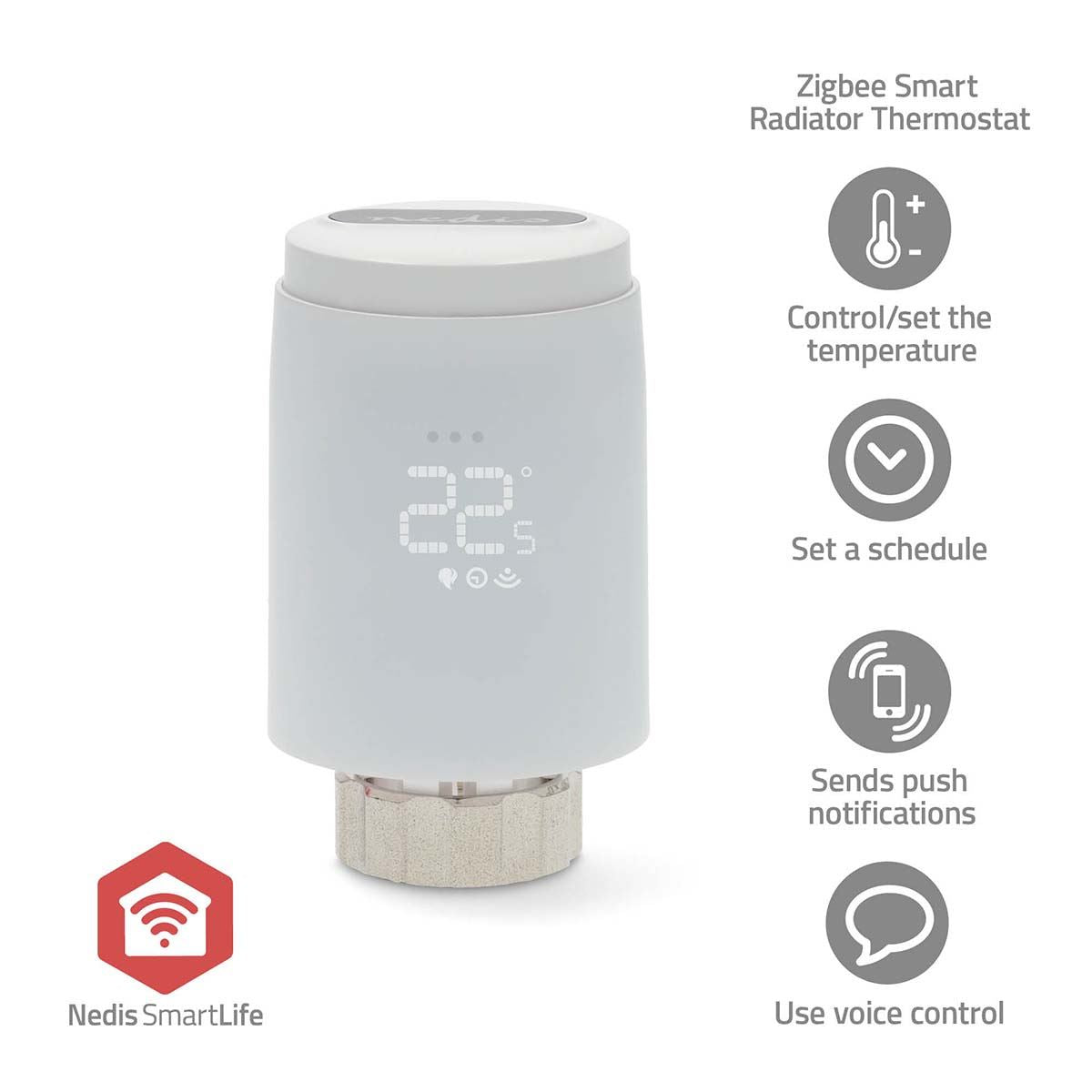 Nedis SmartLife Radiator Control | Zigbee 3.0 | Battery Powered | LED | Android™ / IOS
