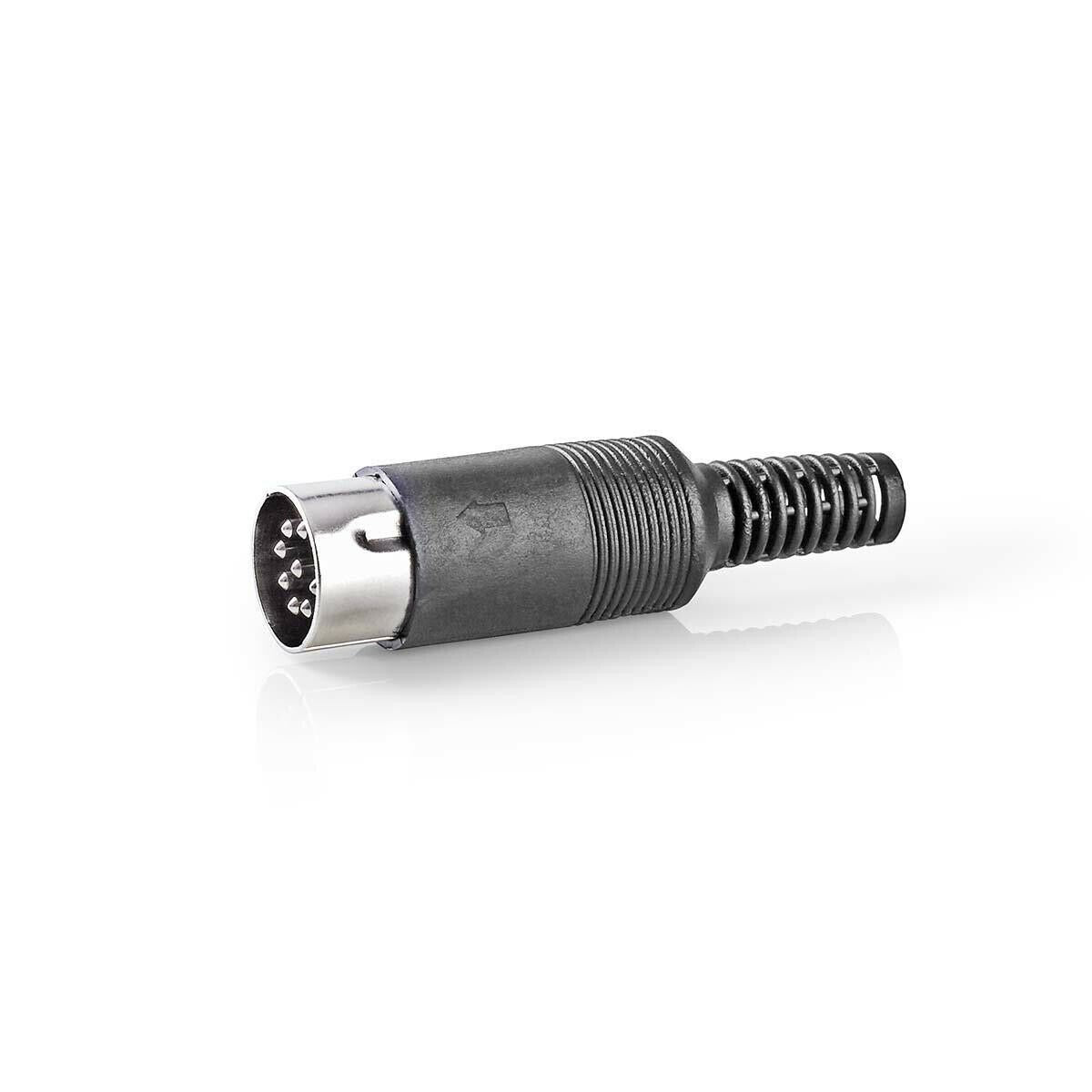 Nedis DIN Connector | Straight | Male | Nickel Plated | Twist-on | Cable input diameter: 6.0 mm | PVC | Black | 25 pcs | Polybag