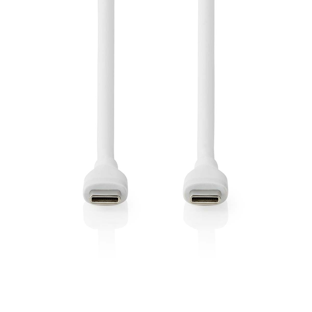 Nedis USB Cable | USB 2.0 | USB-C™ Male | USB-C™ Male | 60 W | 480 Mbps | Nickel Plated | 1.50 m | Round | Silicone | White | Box