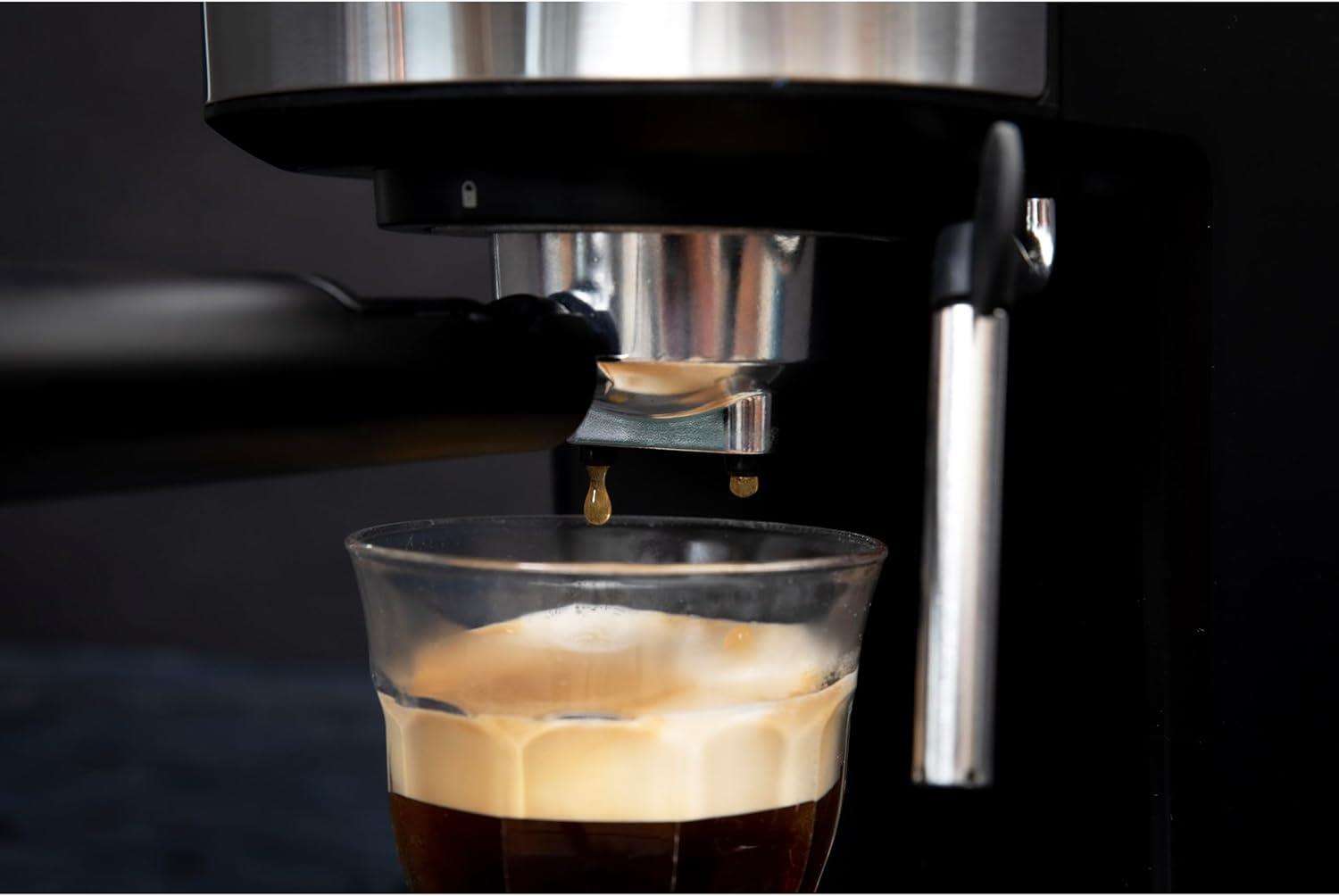 Gastronoma Espresso Coffee 15Bar Machine for Ground Coffee, Cappuccino & Latte Maker with Milk Frother Wand, Stainless Steel Professional Espresso Maker