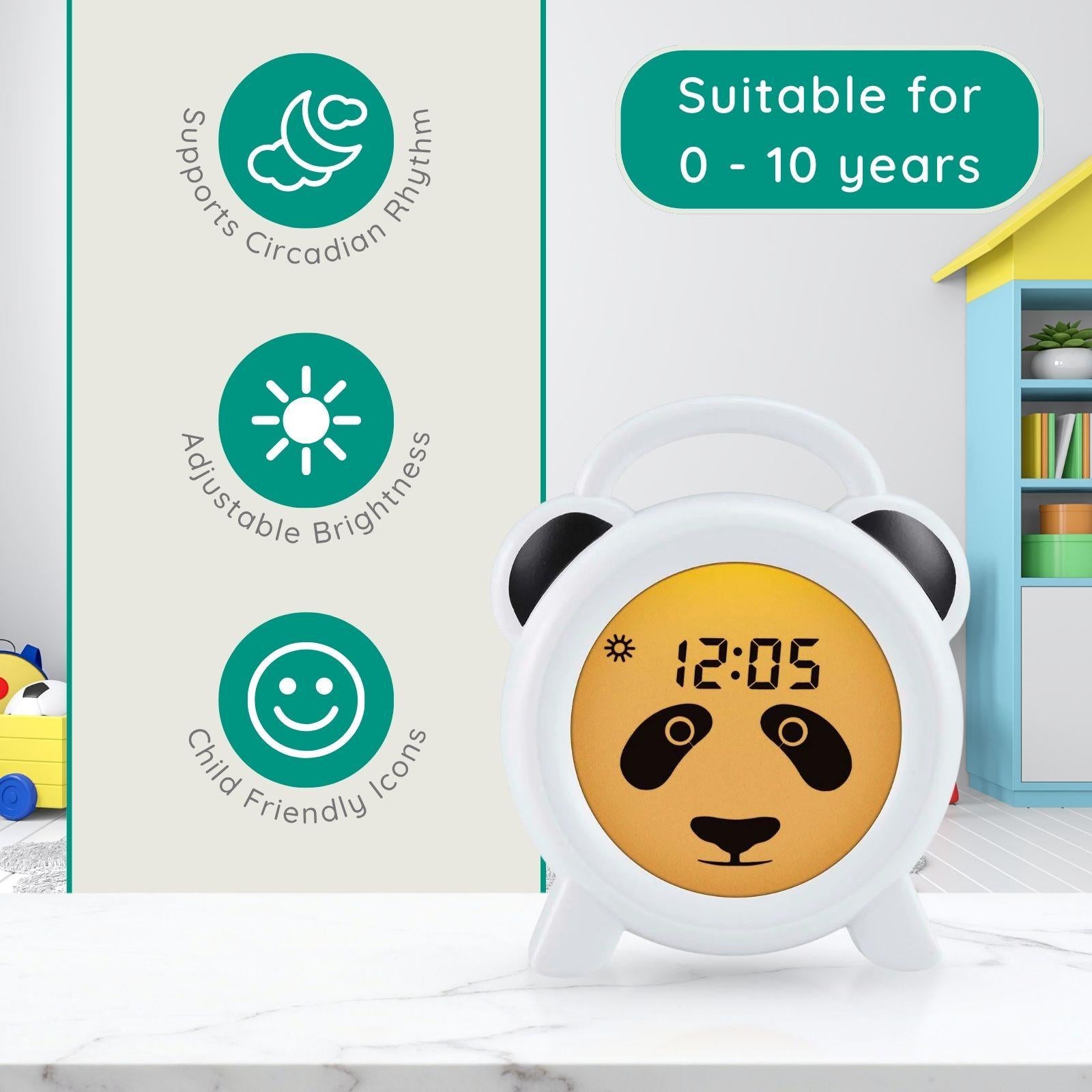 Alecto Childrens Sleep Trainer & Night Lamp Light / Alarm Clock Paula the Panda - White