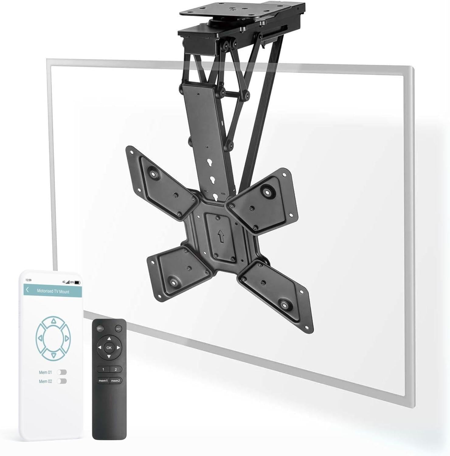 Nedis Smart Motorised TV Ceiling Mount Bracket for 23-65" Screen Max 30kg Adjustable Tilt and Swivel with Remote Control