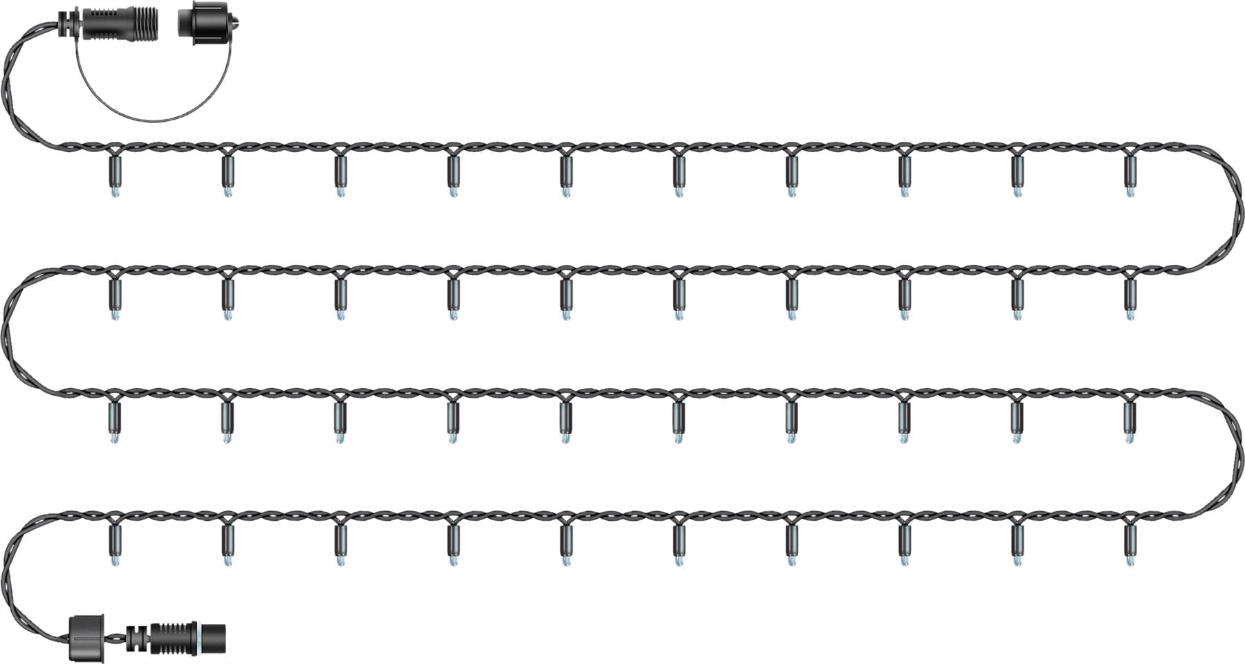 5m Easy-Connect Cool White 40 LED String Lights With Interconnectable Black Rubber Cable