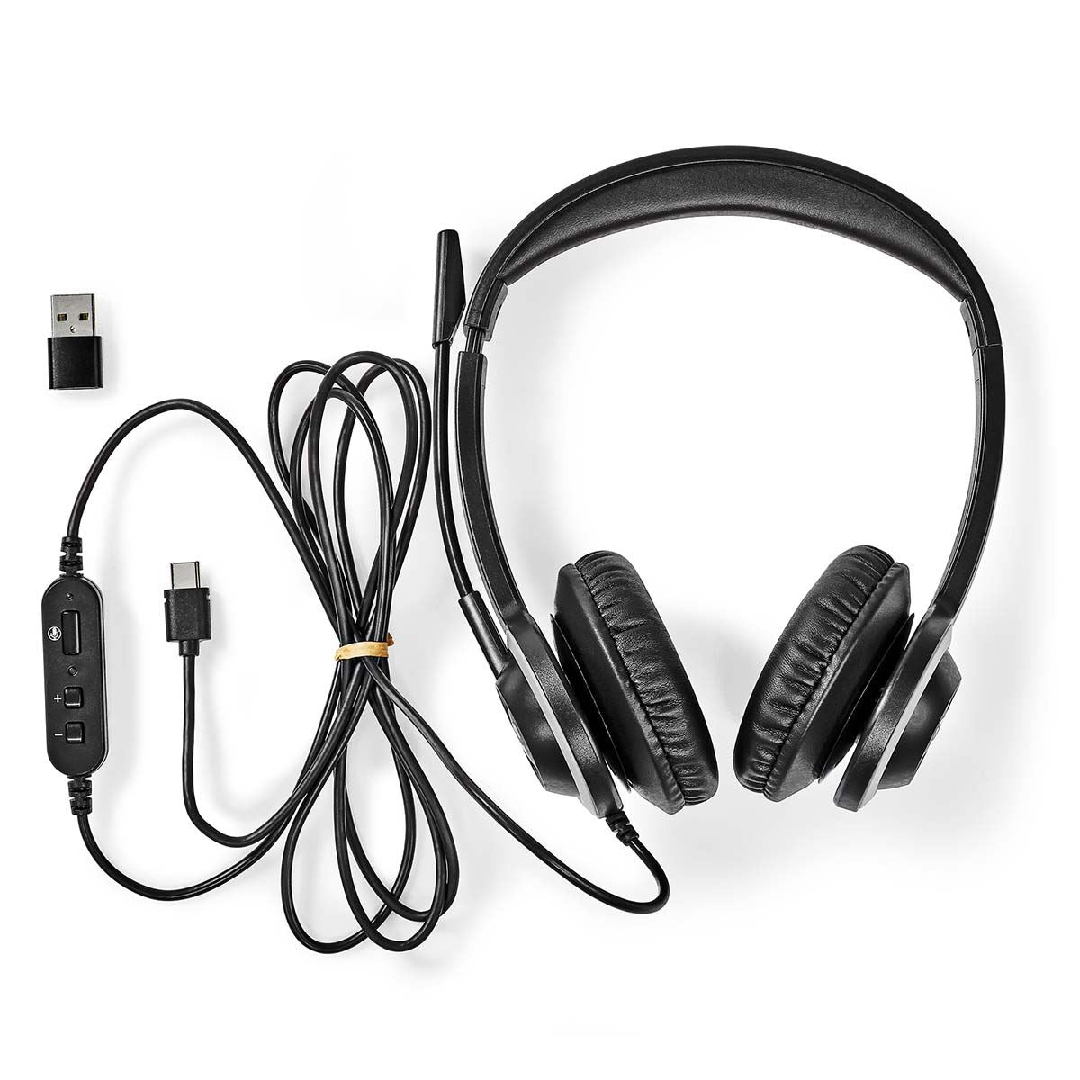 Nedis PC Headset | On-Ear | Stereo | USB Type-A / USB Type-C™ | Fold-Away Microphone | Black