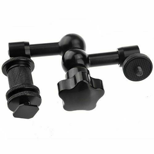 Ex-Pro 7" Magic Friction Articulating Arm with Hot Shoe Mount & Camera Mount for DSLR Camera - Black