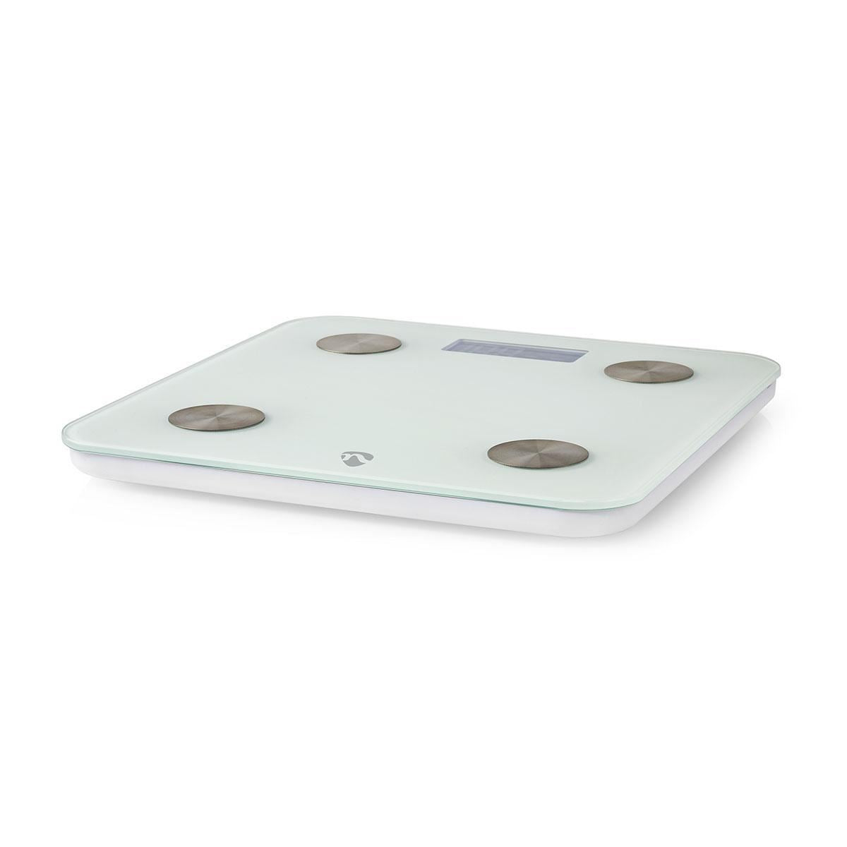 Nedis SmartLife Personal Scale | Wi-Fi | BMR / Bones / Fat / Muscles / Water / Weight | 8 | Peak load: 180 kg | Android™ / IOS | Glass | White