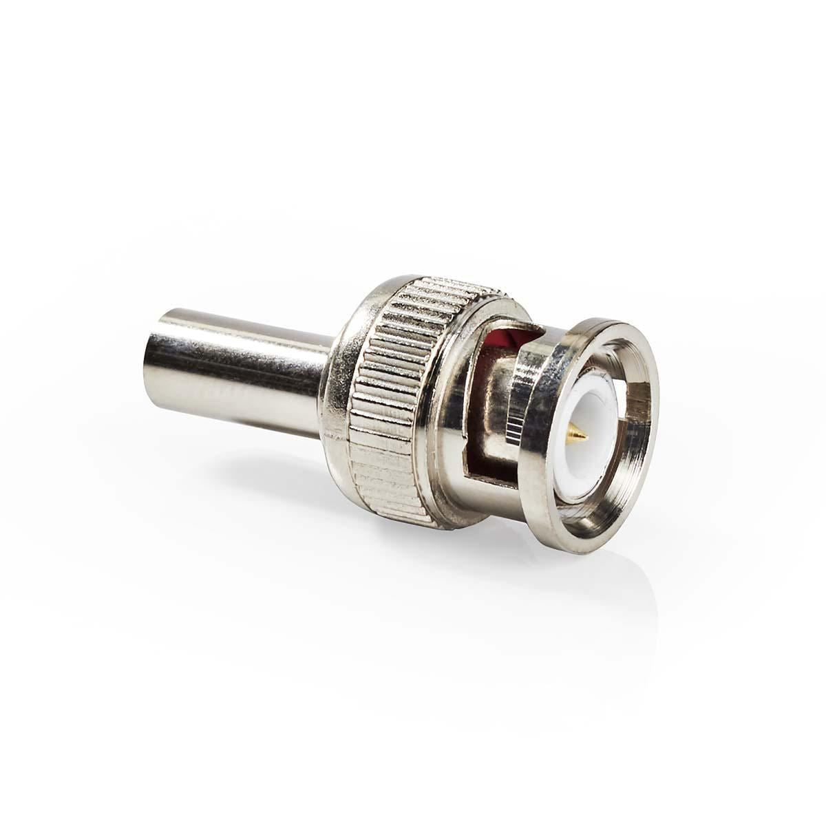 Nedis BNC Connector | Straight | Male | Nickel Plated | 50 Ohm | Crimp | Cable input diameter: 6.0 mm | Steel | Silver | 25 pcs | Envelope