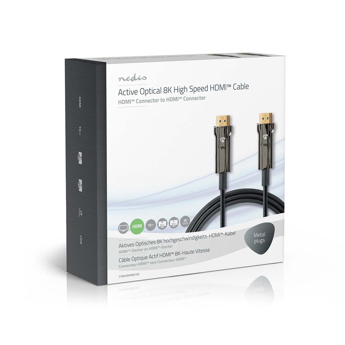 Nedis Active Optical Ultra High Speed HDMI™ Cable with Ethernet | HDMI™ Connector | HDMI™ Connector | 8K@60Hz | 48 Gbps | 15.0 m | Round | PVC | Black | Gift Box