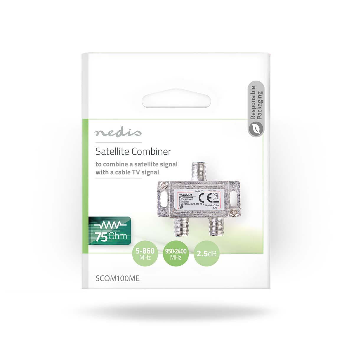 Nedis Satellite Combiner | 5-862 MHz | 950-2400 MHz | 75 Ohm | Power pass | Zinc | Silver