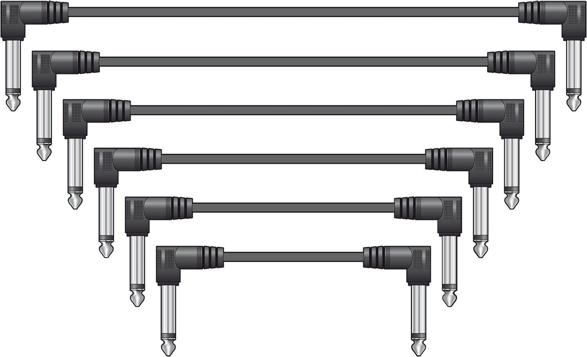 Citronic 6x 50cm 0.50m Classic 6.35mm Right Angled Jack Plug Mono Patc