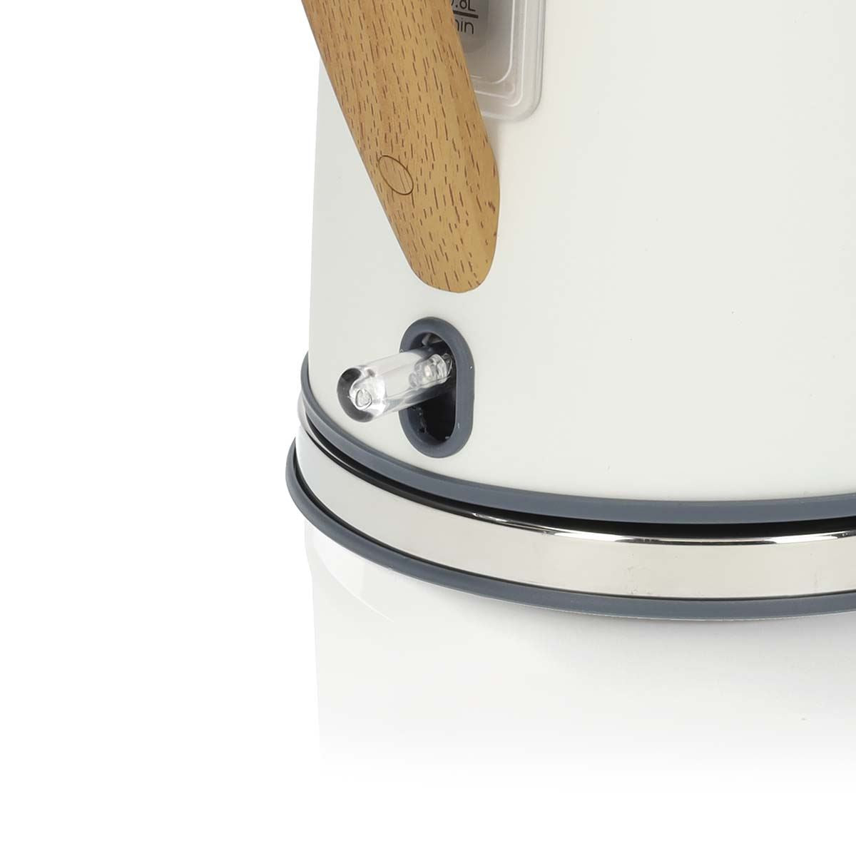 Nedis 1.7L Soft Touch Jug Kettle with Wood Effect Handle, Overheat Protection, Removeable Filter, 2.2KW - Matte White