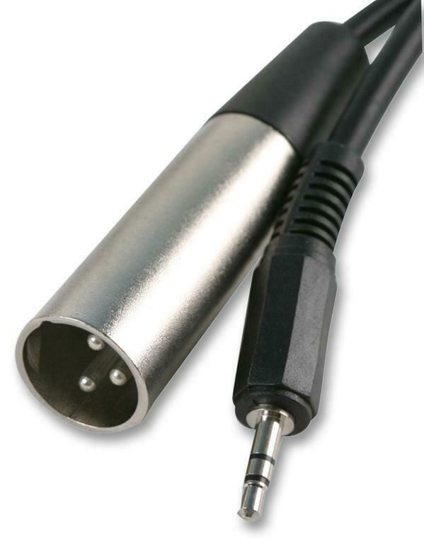 2m 3 Pin XLR Plug to 3.5mm Stereo Jack Plug Lead - Black