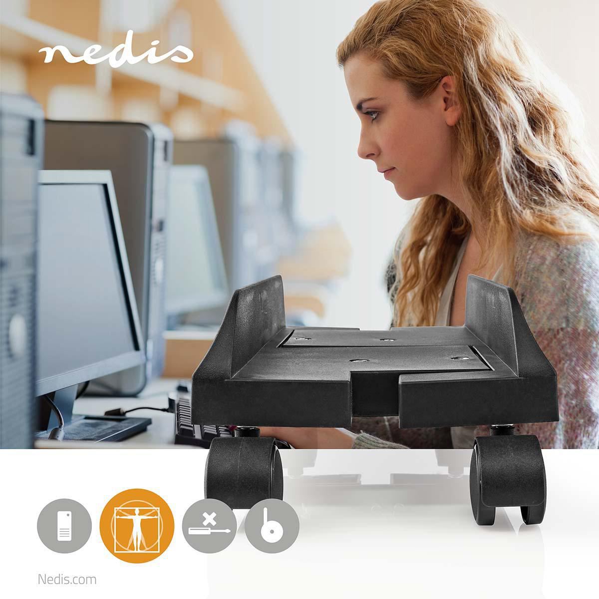 Nedis Computer Trolley | Adjustable Width / Full Motion | 14.5 - 24.2 cm | 20 kg | Metal / Plastic | Black