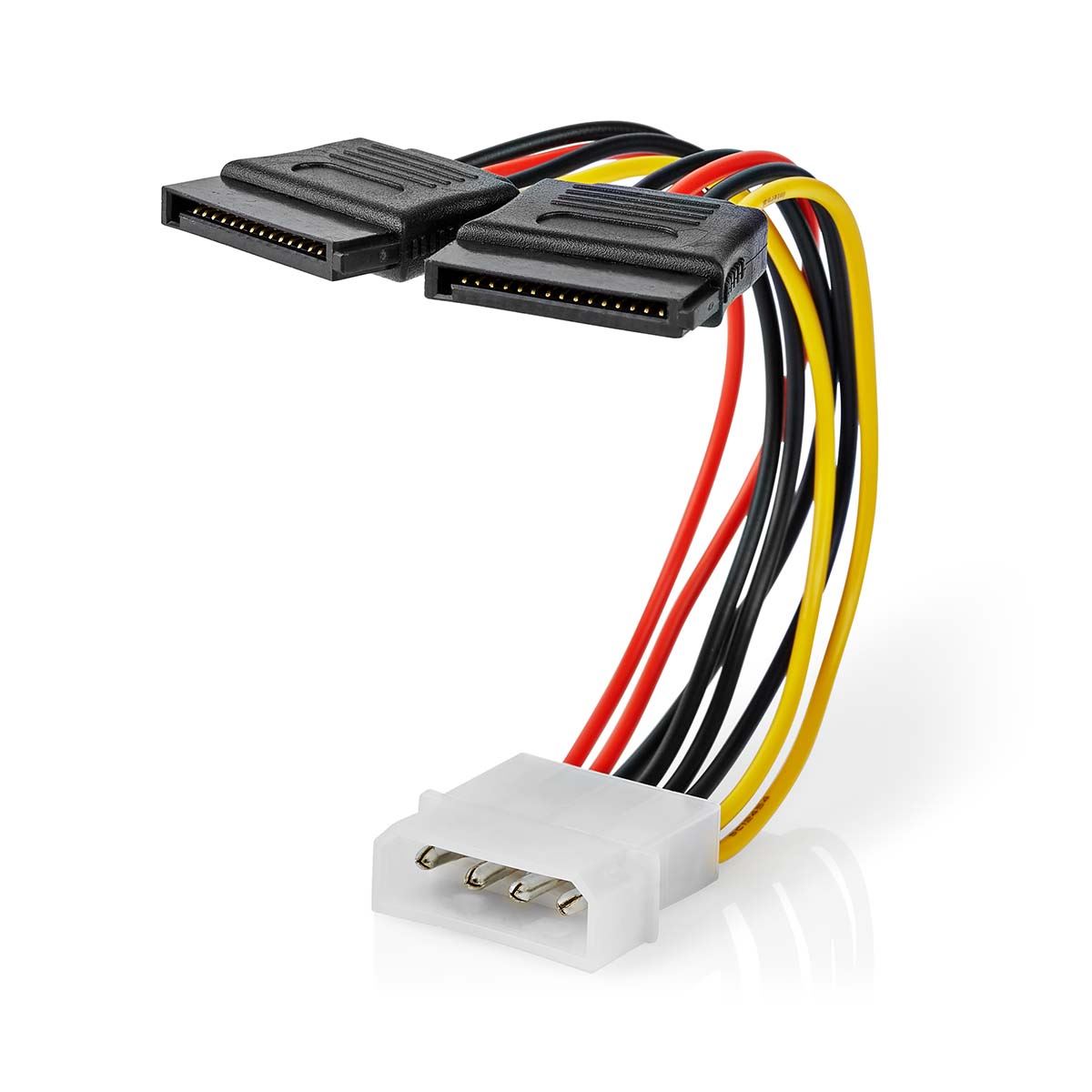 Nedis Internal Power cable | Molex Male | 2x SATA 15-Pin Female | Gold Plated | 0.15 m | Round | PVC | Multi Colour | Box