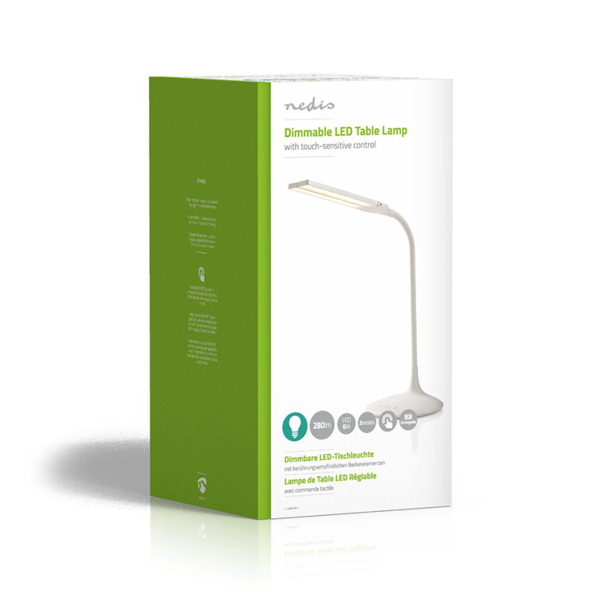 NEDIS Dimmable LED Table Lamp with Touch control and 3 Light modes, Rechargeable battery, 280 lm