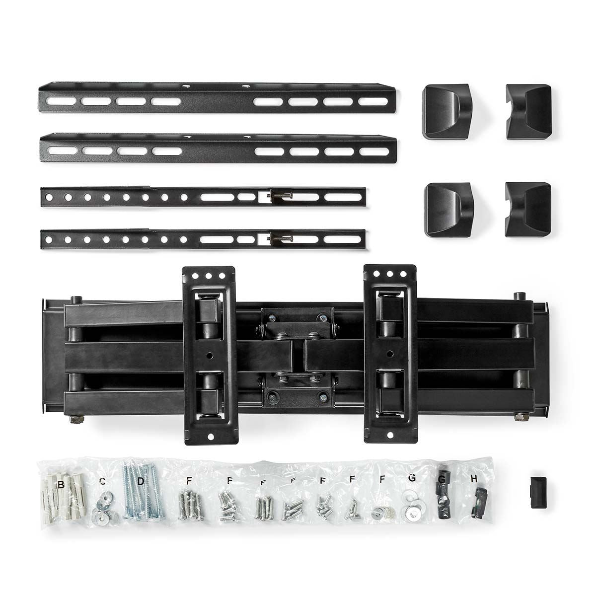 Nedis Full Motion TV Wall Mount | 32 - 70 " | Maximum supported screen weight: 40 kg | Tiltable | Rotatable | Minimum wall distance: 80 mm | Maximum wall distance: 520 mm | 3 Pivot point(s) | Steel | Black