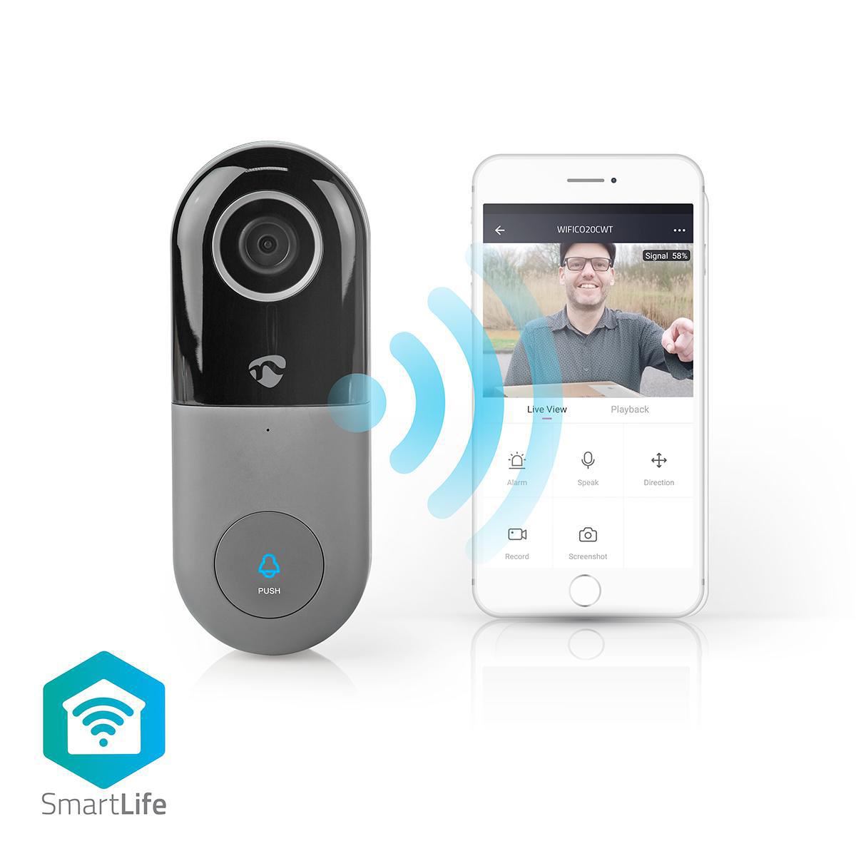 Nedis SmartLife Wireless Video Doorbell WiFi Two-Way Talk PIR Door Bell Security Camera with App Control