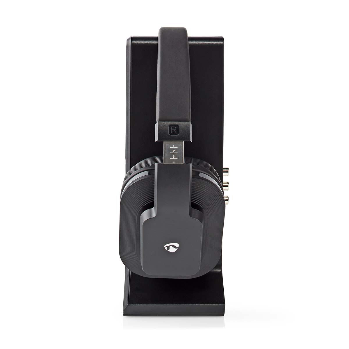 Nedis Wireless RF TV Over-Ear Headphones with Charging Base, 25m Range, Volume Control, Toslink/Coax/RCA/3.5mm Input