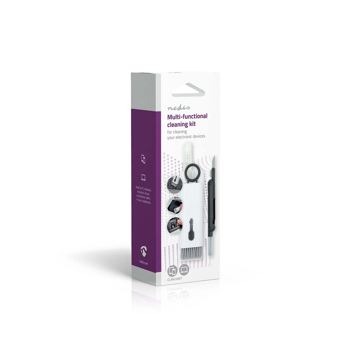 Nedis 7-in-1 Keyboard Cleaner Kit, Includes Brush, Headphone Cleaning Tool, Wiper, Spray Bottle & Key Puller � Multi-Functional Cleaning Set for Electronics, Laptop, Phones, Headphones, PC & Screens