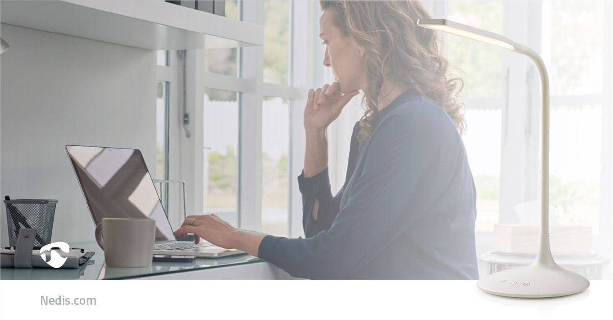 NEDIS Dimmable LED Table Lamp with Touch control and 3 Light modes, Rechargeable battery, 250 lm