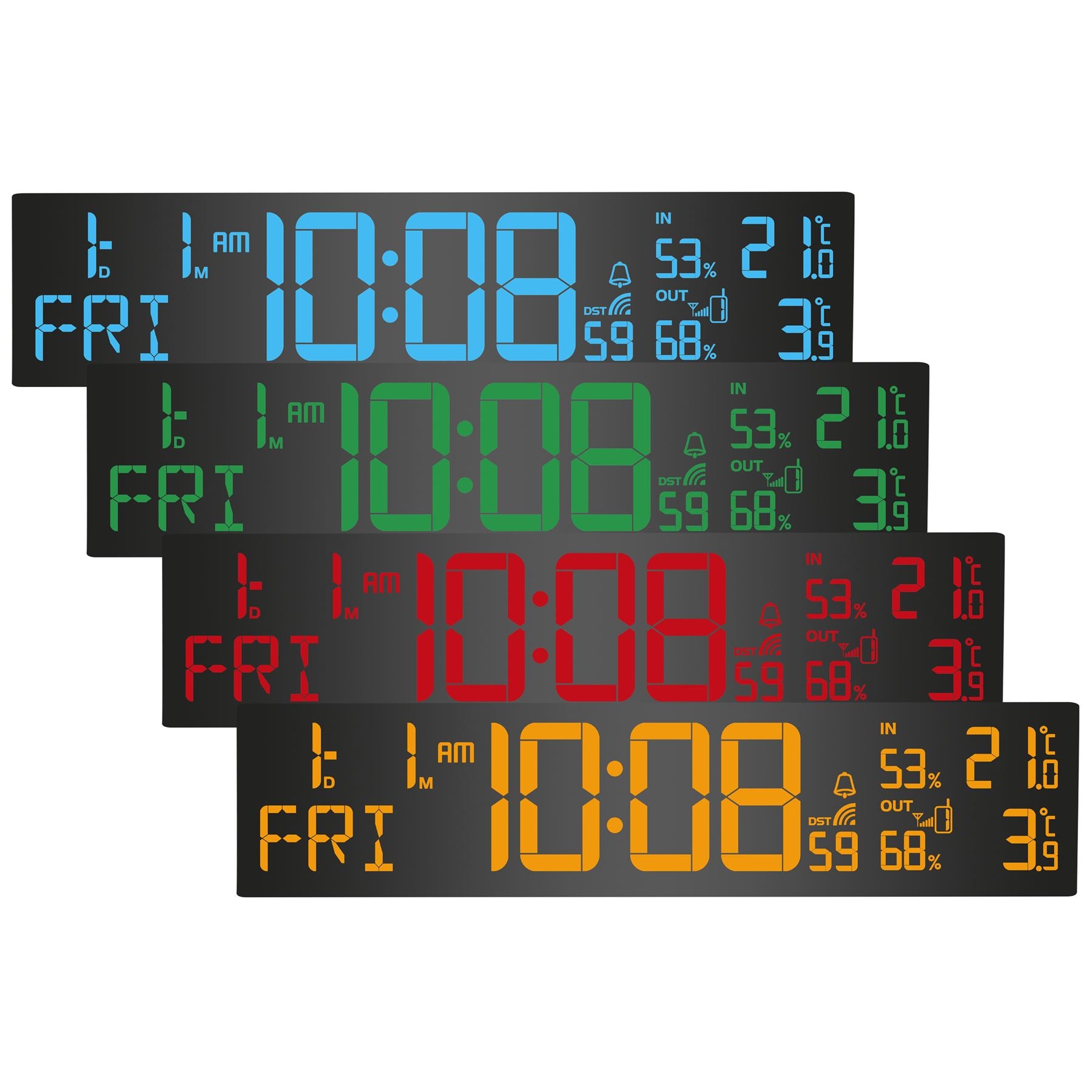 Alecto WS-2500 Large LCD Digital Alarm Clock with Weather Station, Termperature, Humidity with Outdoor Sensor