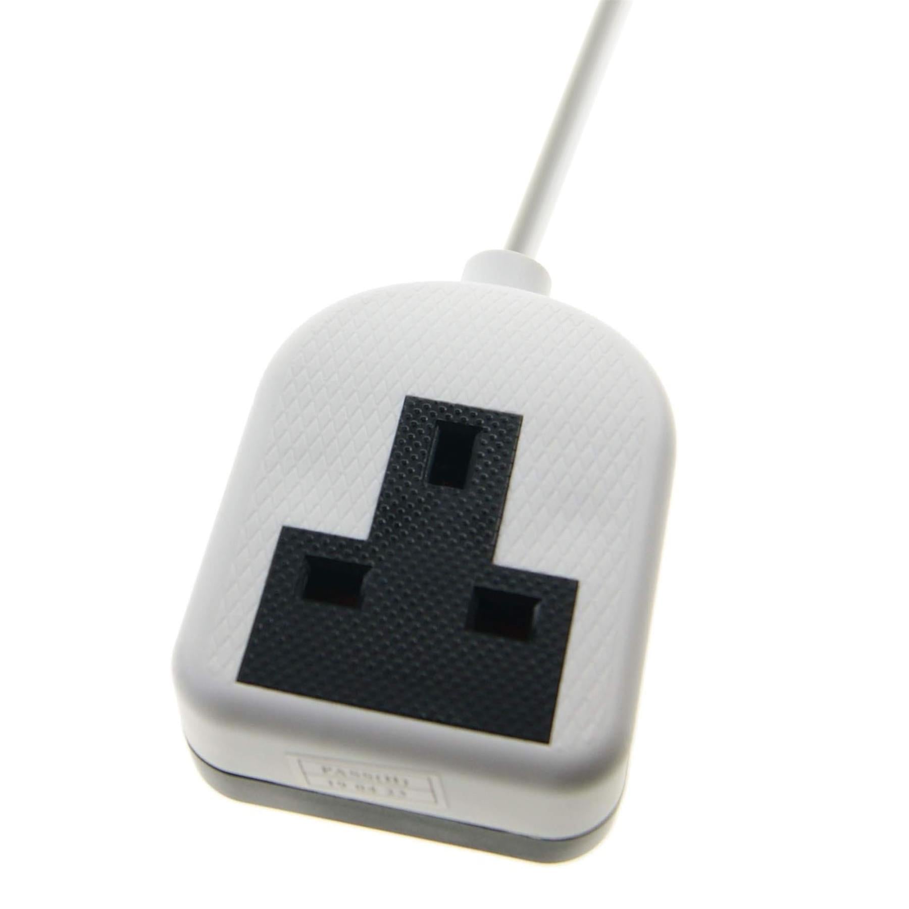 Euro EU French 1m Schuko Plug to 1 Gang White 13A UK Socket Hybrid Generator Adapter Fly Lead for Caravan Motor Home