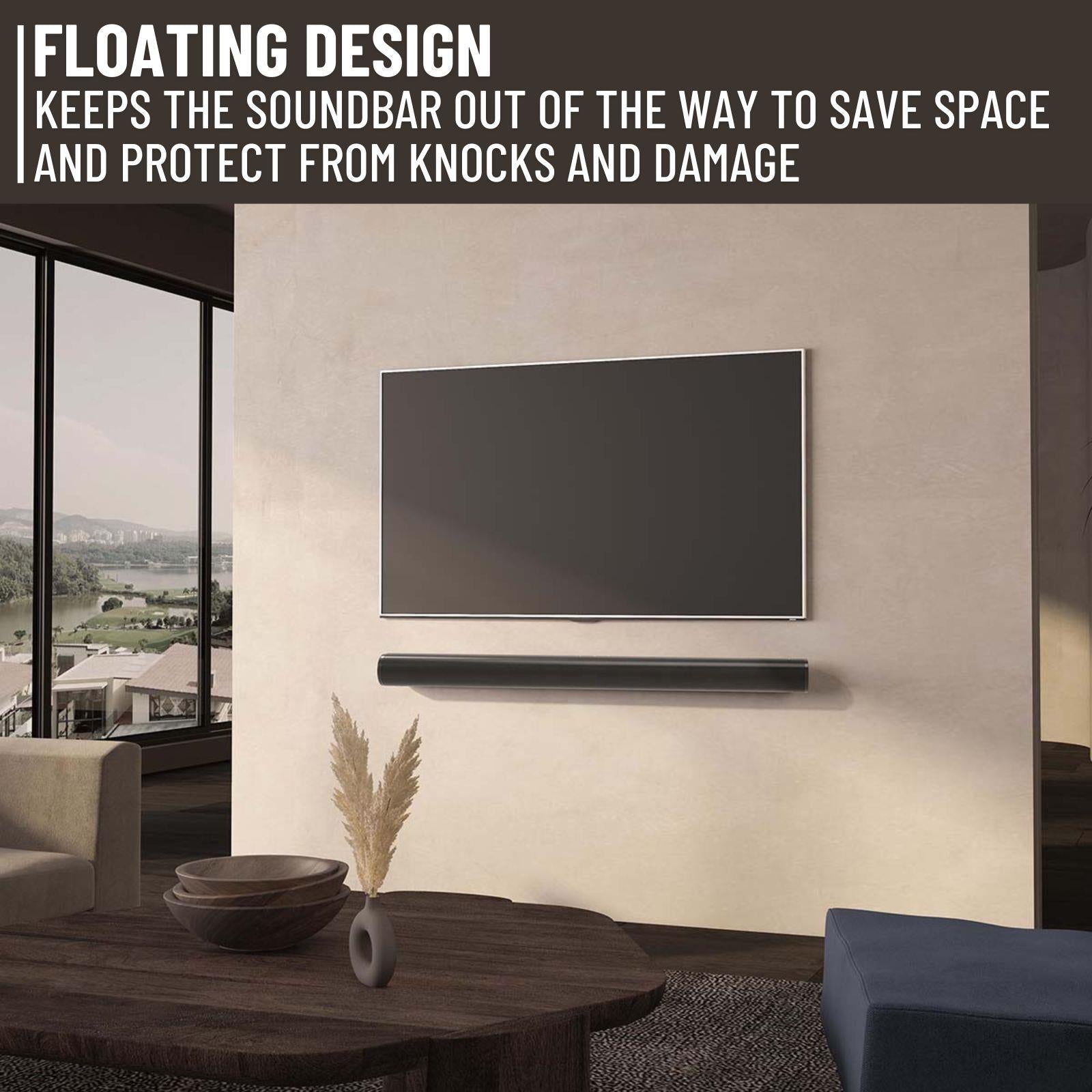 Nedis Wall Mount Floating Style Speaker Mounting Bracket - Mount on Wall Under TV - Compatible with Sonos Arc Soundbar (Black)