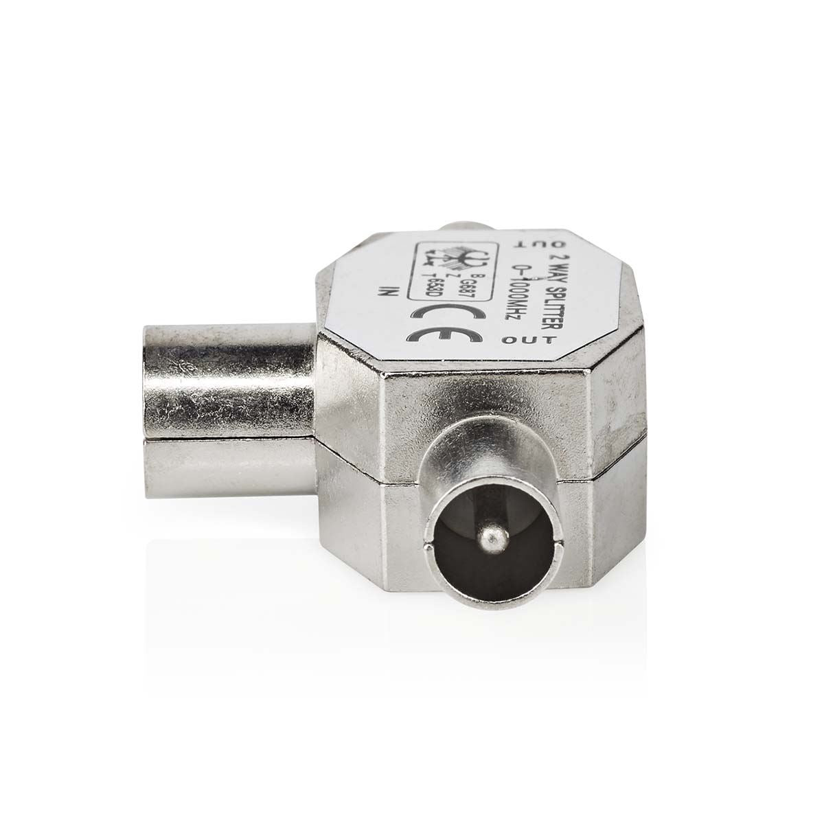 Nedis Satellite & Antenna Adapter | 2x Coax Male | IEC (Coax) Female | Nickel Plated | 75 Ohm | T-Splitter | Metal | Silver | 1 pcs | Box