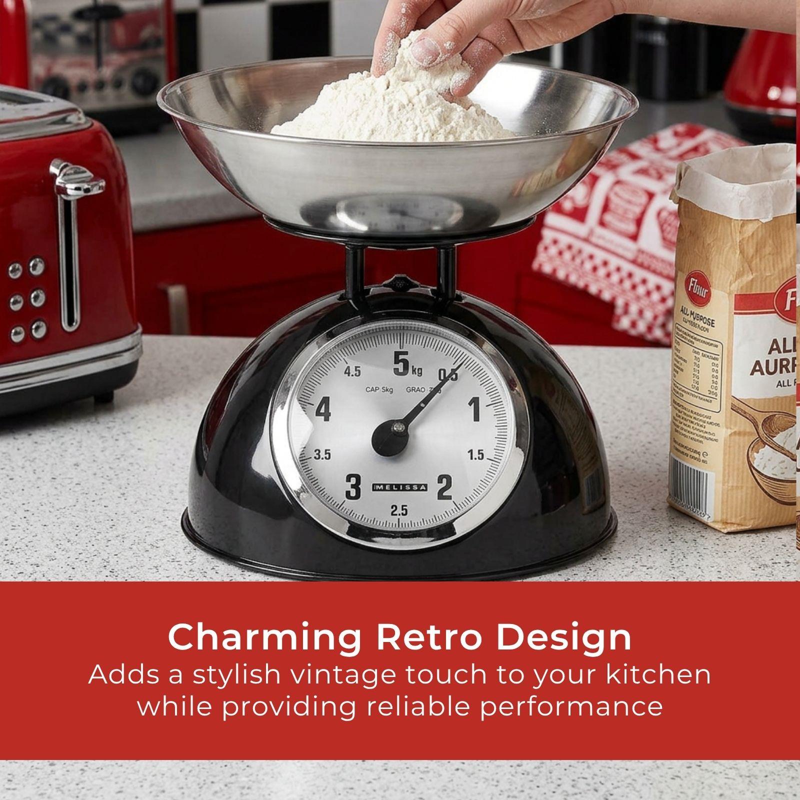 MELISSA Retro Traditional Vintage Metal Mechanical Weight Baking 5kg Kitchen Scale Black