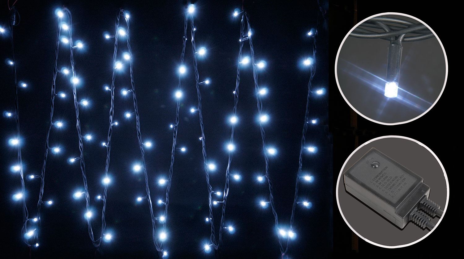 Lyyt 180 LED 18m Lyyt-Link Heavy Duty LED String Lights [Linkable] with controller - Cool White