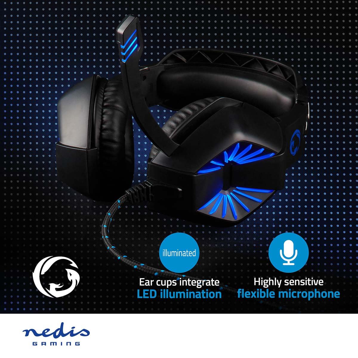 Nedis Gaming Headset | Over-Ear | Stereo | USB Type-A / 2x 3.5 mm | Fold-Away Microphone | 2.20 m | LED