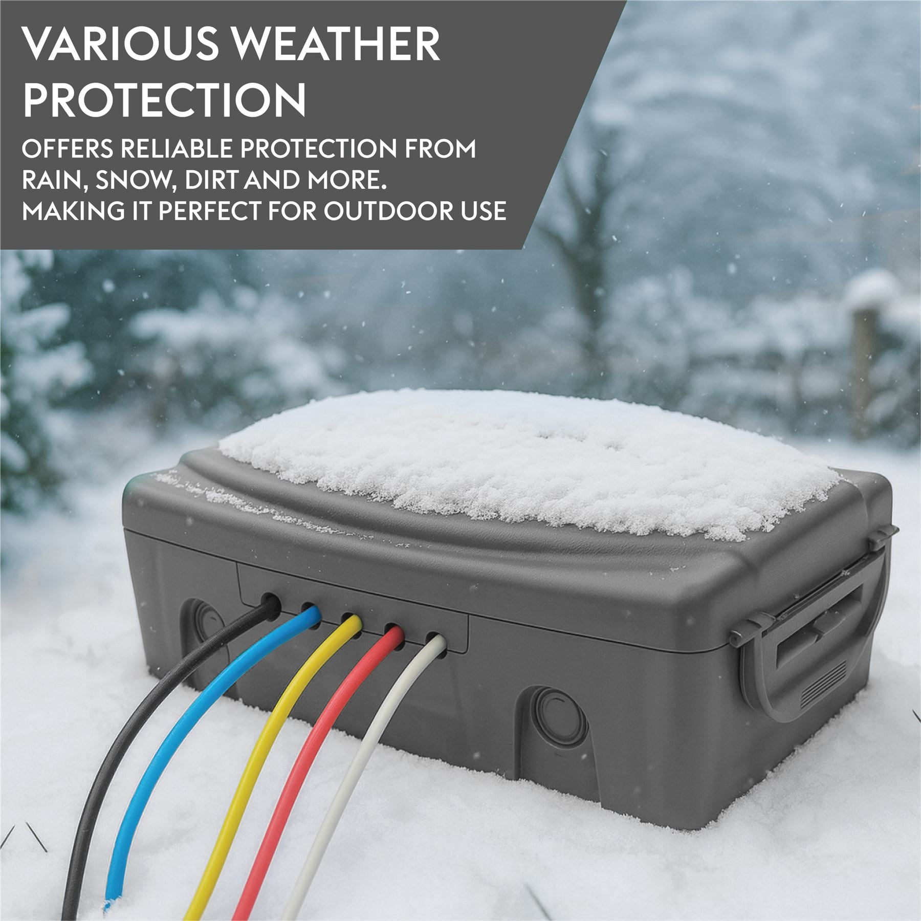 Outdoor IP54 Rated Weatherproof Electrical Connection Box for Extension Leads and Sockets, Grey