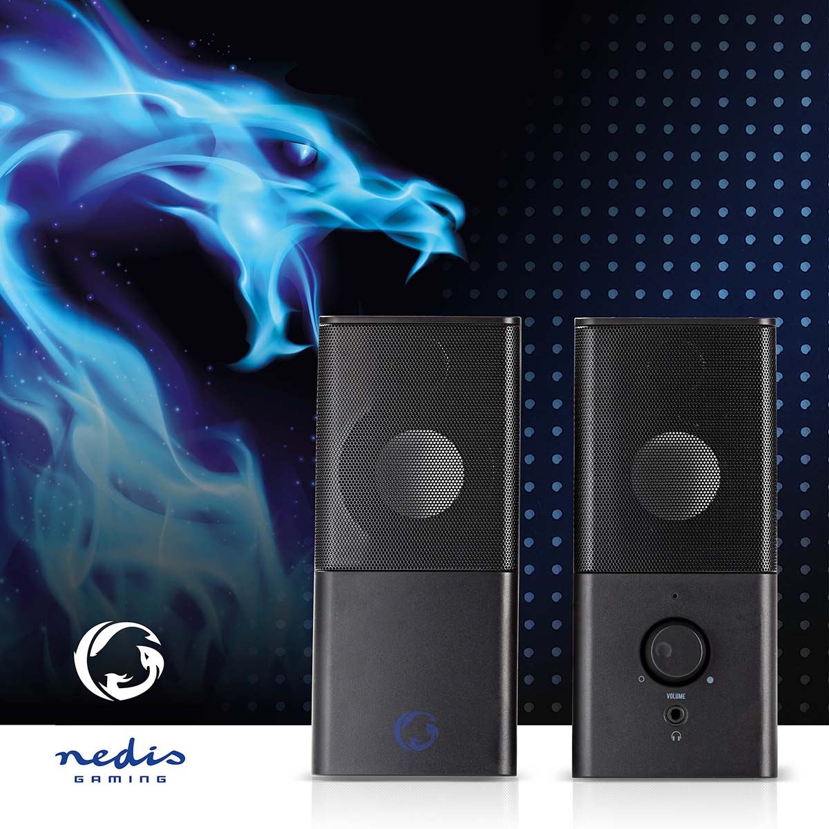 Nedis Gaming Speaker | Speaker channels: 2.0 | USB Powered | 3.5 mm Male | 18 W | Without Lighting | Volume control | Connection output: 1x 3.5 mm Audio Out