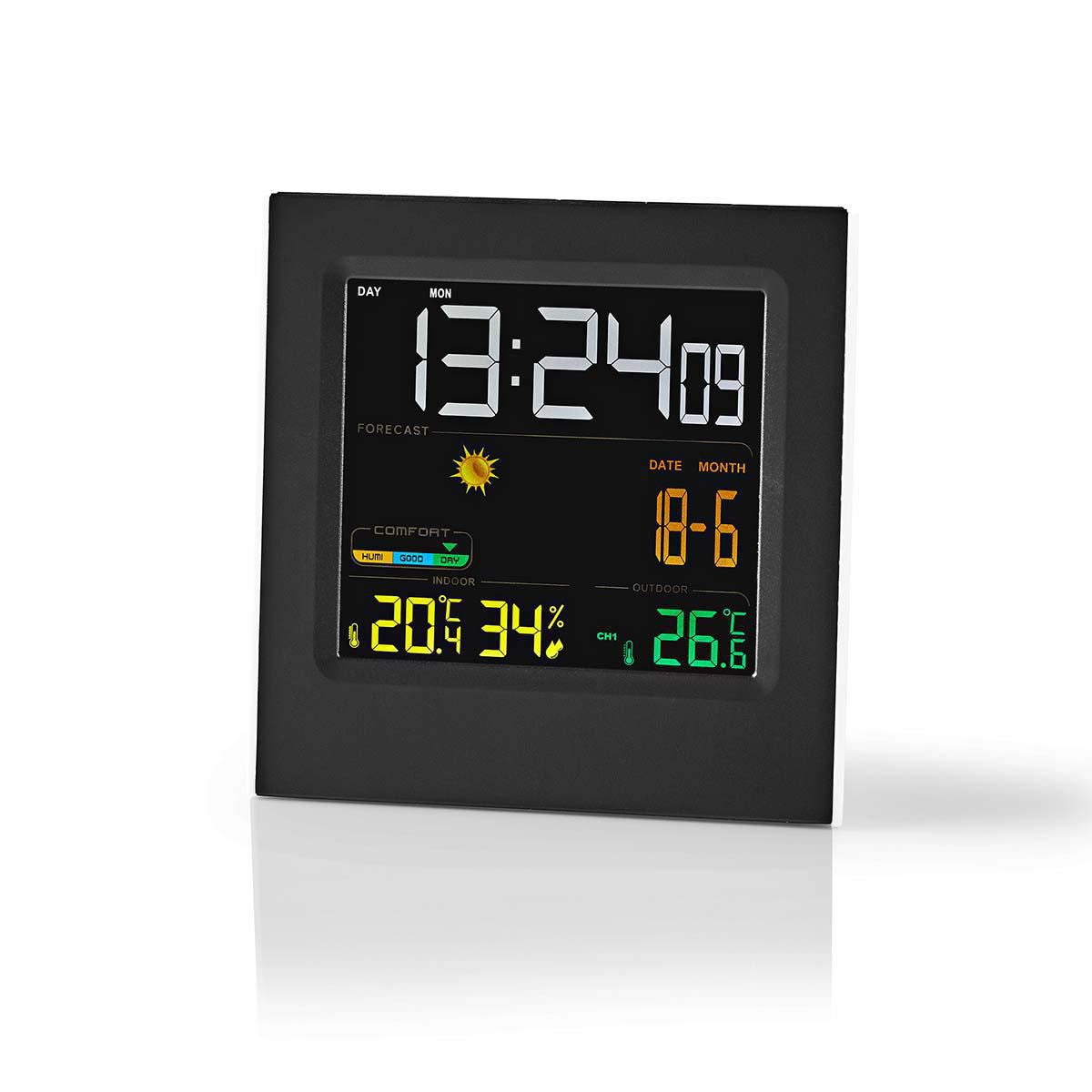 Nedis Weather Station | Indoor & Outdoor | Including wireless weather sensor | Weather forecast | Time display | LED Display | Alarm clock function