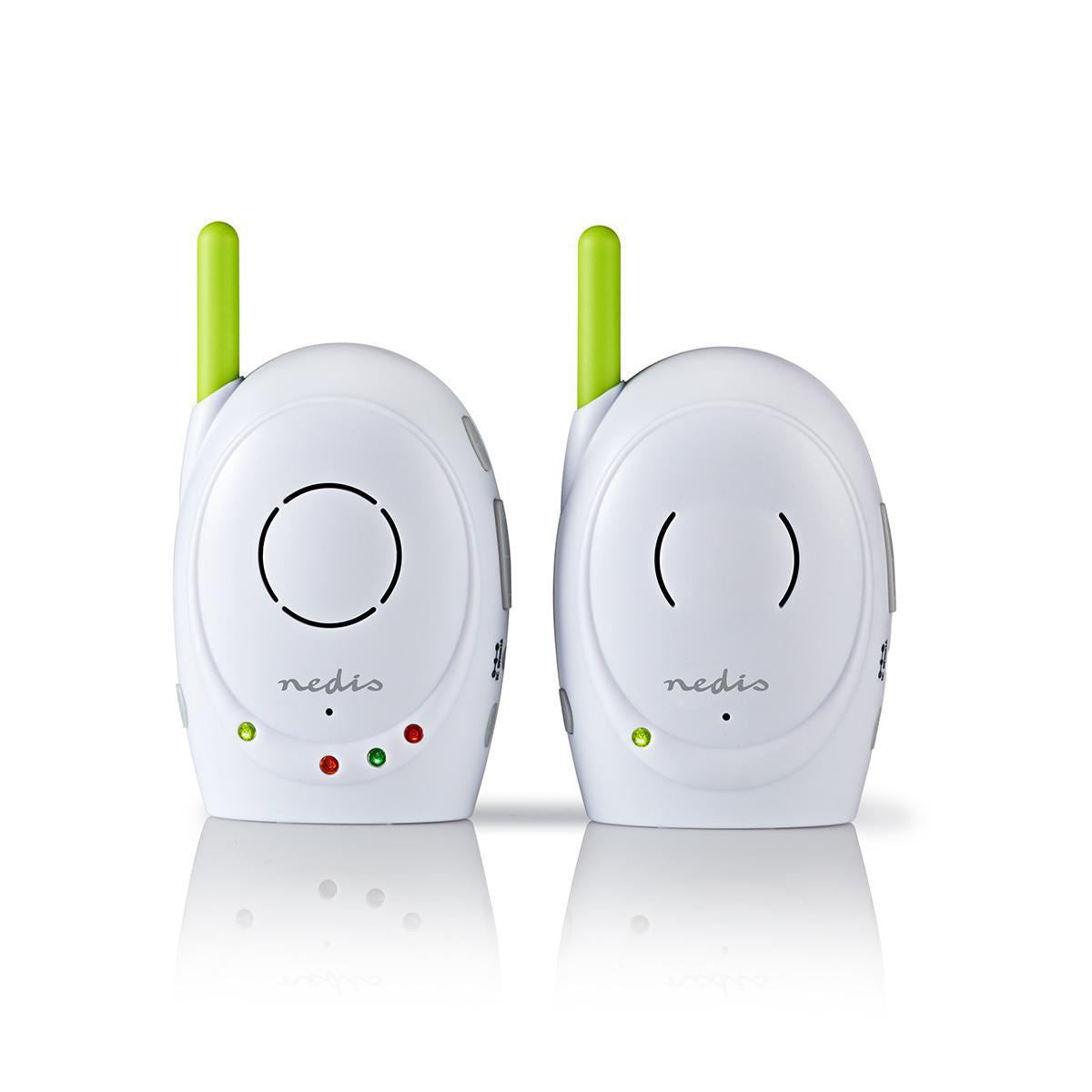 Nedis Audio Baby Monitor - Wireless Baby Phones with Intercom and 300m Range - Set of 2 - Green/White