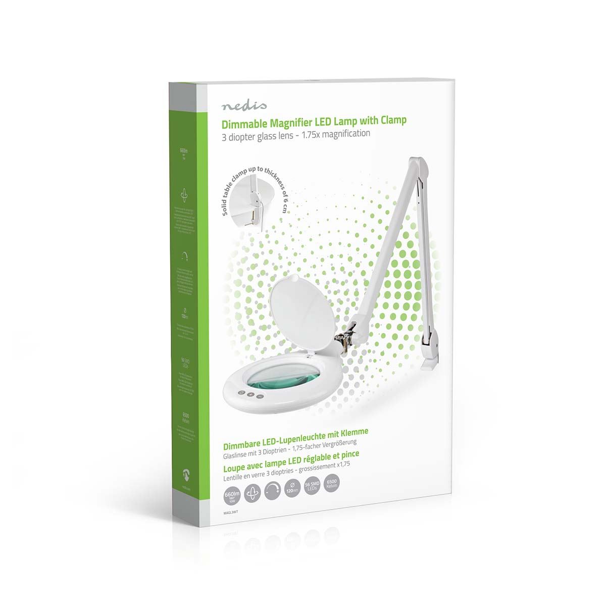 Nedis Magnifying Table Lamp Close Work, Crafts & More | LED | Lens strength: 3 Diopter | 6500 K | 10 W | 660 lm | White