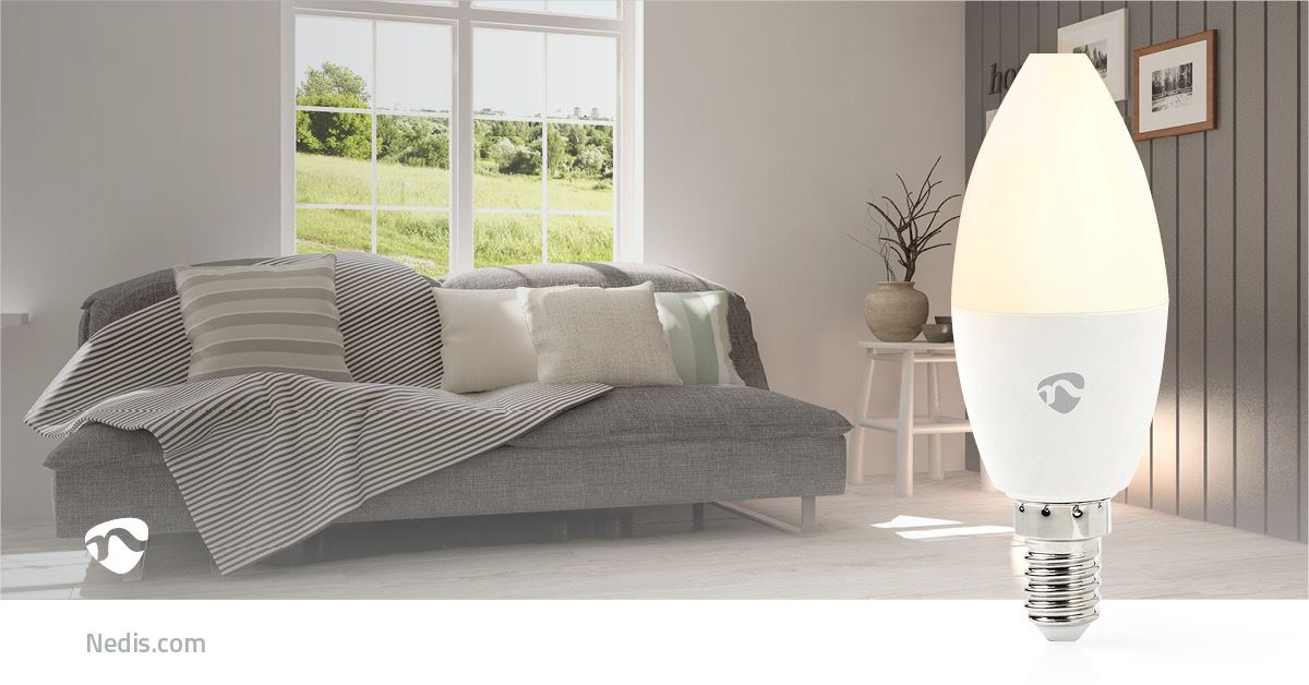 Nedis SmartLife Full Colour LED Bulb, E14 Zigbee Candle Light, Dimmable, RGB + 2200-6500K, Voice Control with Amazon Alexa & Google Home, Timer Function