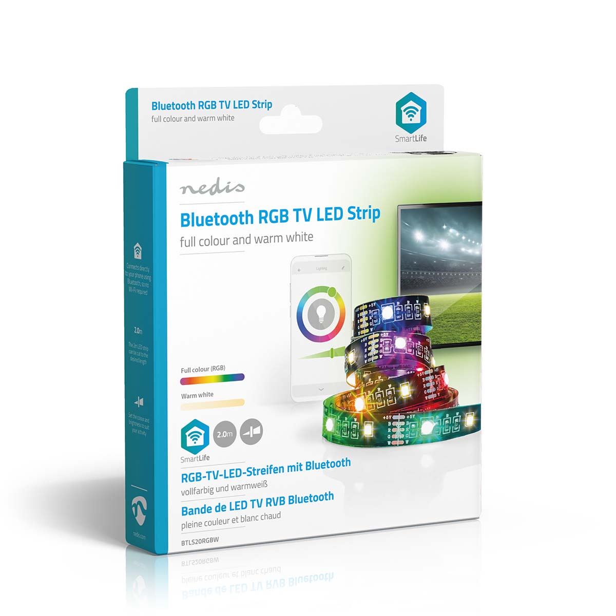 Nedis SmartLife LED Strip | RGB / Warm White | SMD | 2.00 m | IP20 | 2700 K | 380 lm | Android™ / IOS